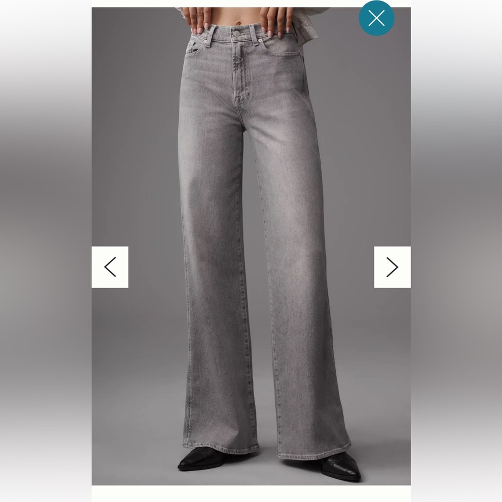 7 For All Mankind Gray denim Wide-Leg Jeans sz 28 preloved
